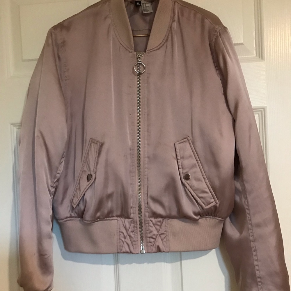 Blush cropped bomber jacket